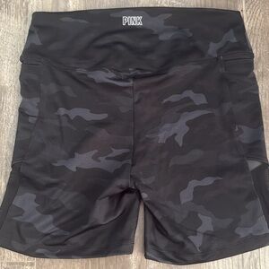 PINK Victoria's Secret Black Athletic Shorts with Camouflage Design